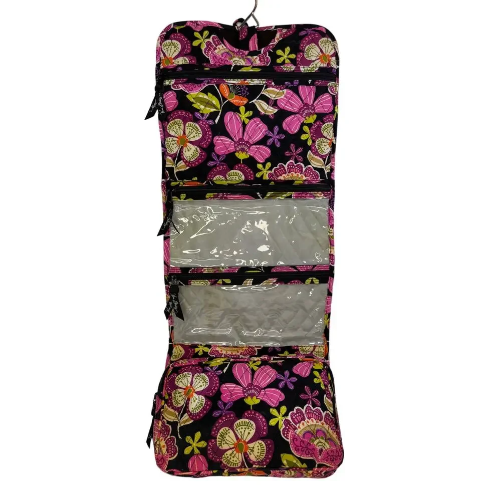 Vera Bradley Travel Bag Flutterby Pink Purple Black Hanging Accessory Carryall